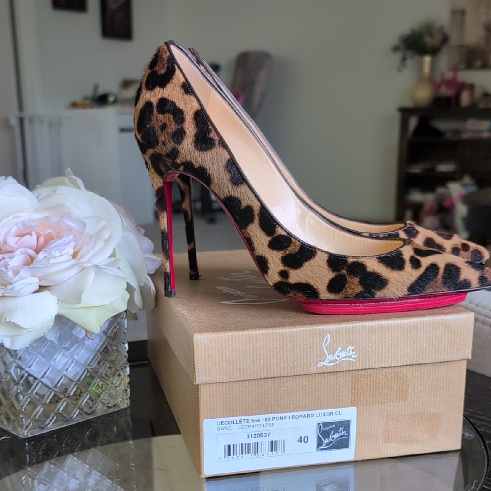 Christian Louboutin Leopard Print Heels with Red Soles